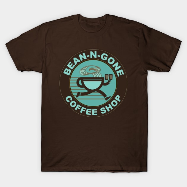 Bean N Gone Coffee Shop T-Shirt by Meta Cortex